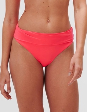 Timeless Fold Band Bikini Pant - Bright Coral Swim Womens - beachwear discount