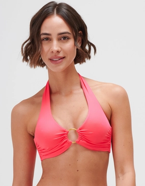 Timeless Underwired Halter Bikini Top - Bright Coral Swim Womens - beachwear discount