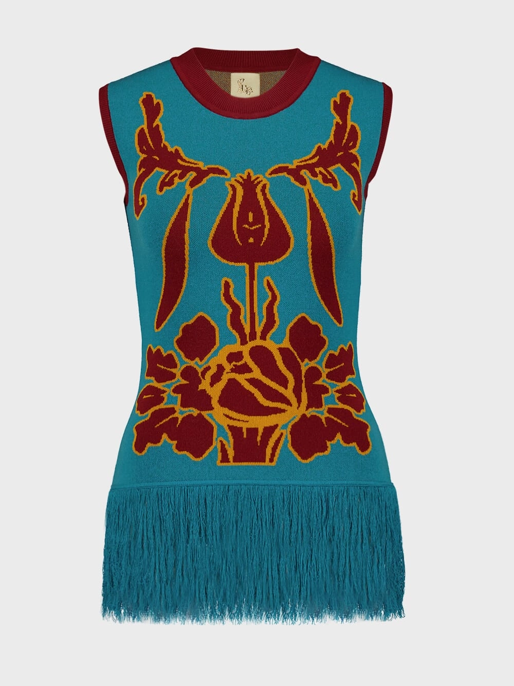 Tina Teal Jacquard Tank Top