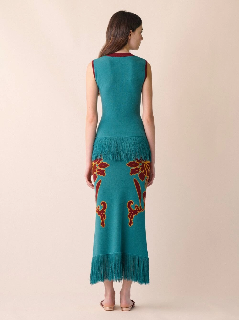 Tina Teal Jacquard Tank Top