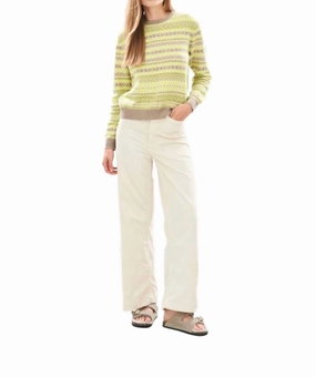 Tonal Fairisle Crew Neck Sweater In Yellow/oatmeal Multi Tops Womens - cold-shoulder tops