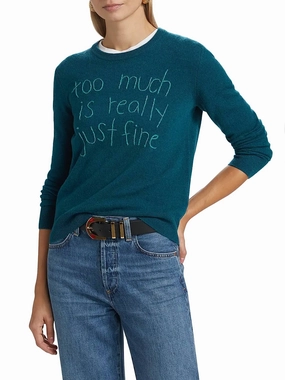 Too Much Is Really Just Fine Crewneck In Peacock Heather Tops Womens - cold-shoulder tops