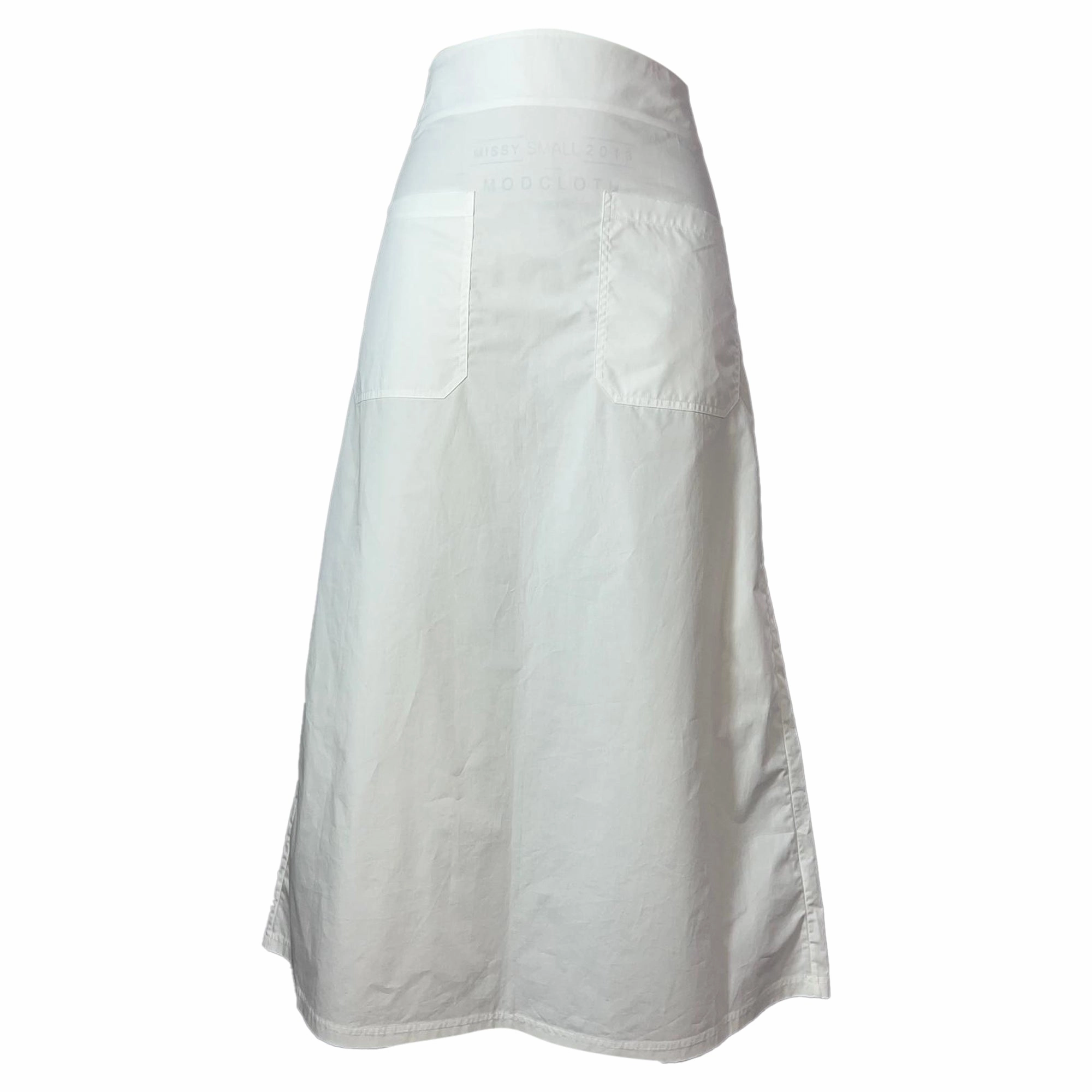 Totme Tie-Waist Midi A-Line Skirt in White Cotton