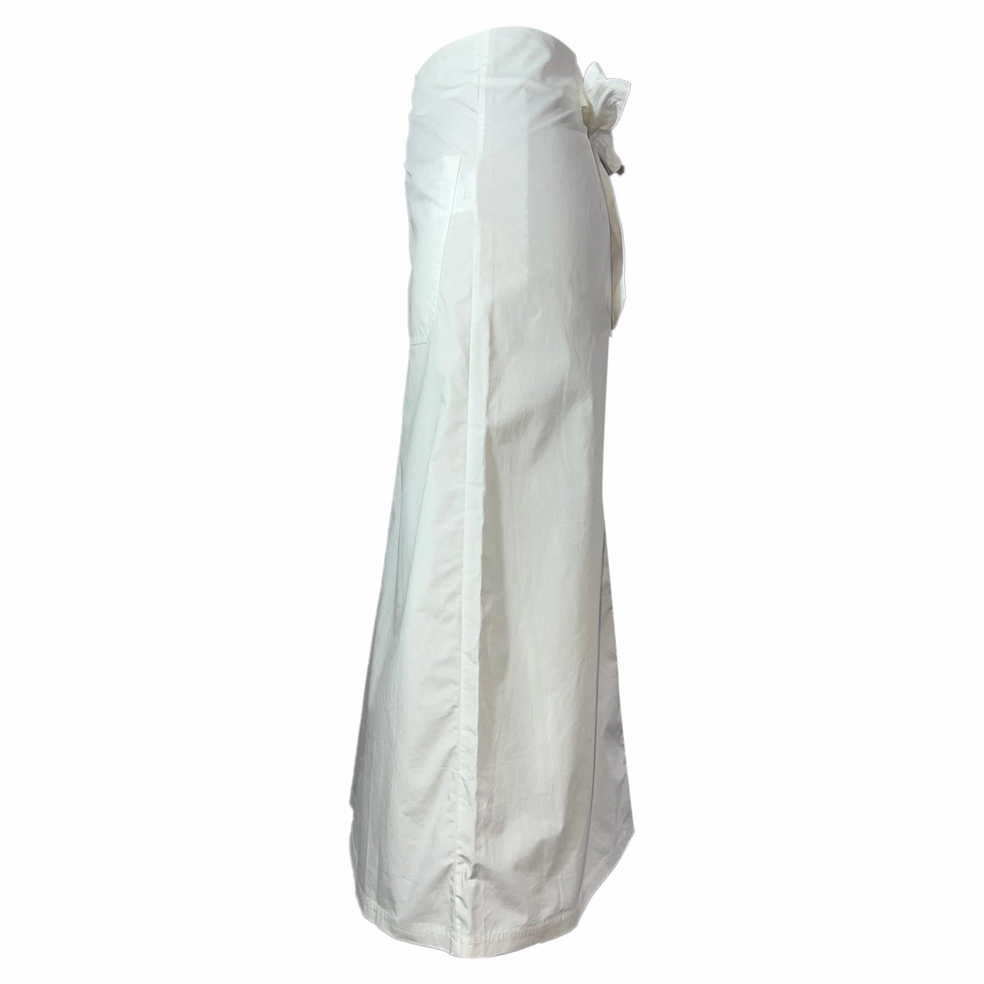 Totme Tie-Waist Midi A-Line Skirt in White Cotton