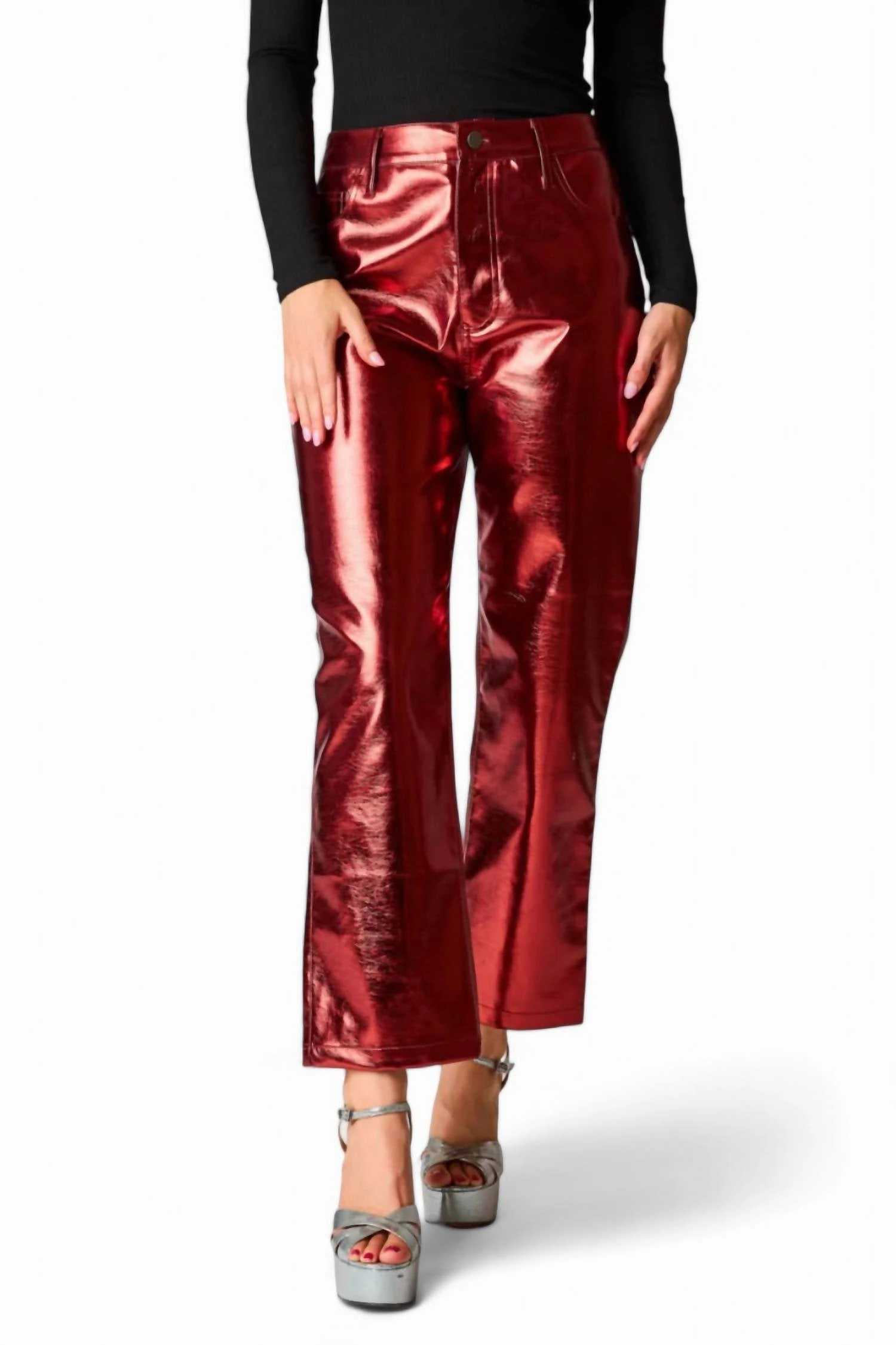Travolta High-Rise Metallic Pants In Bronze womens peg pants deal