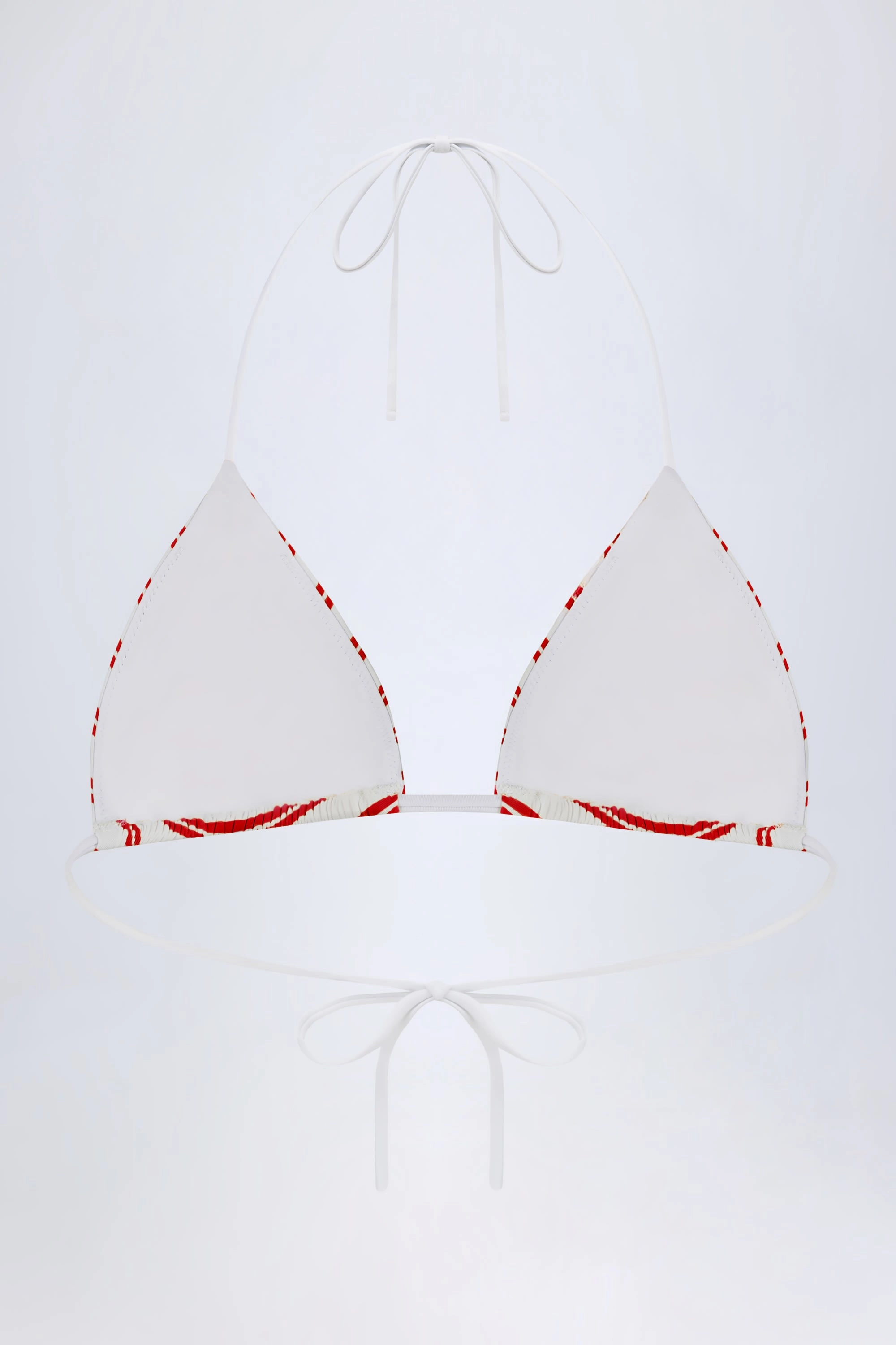 Triangle Bikini Top in Cherry Red Double Stripe