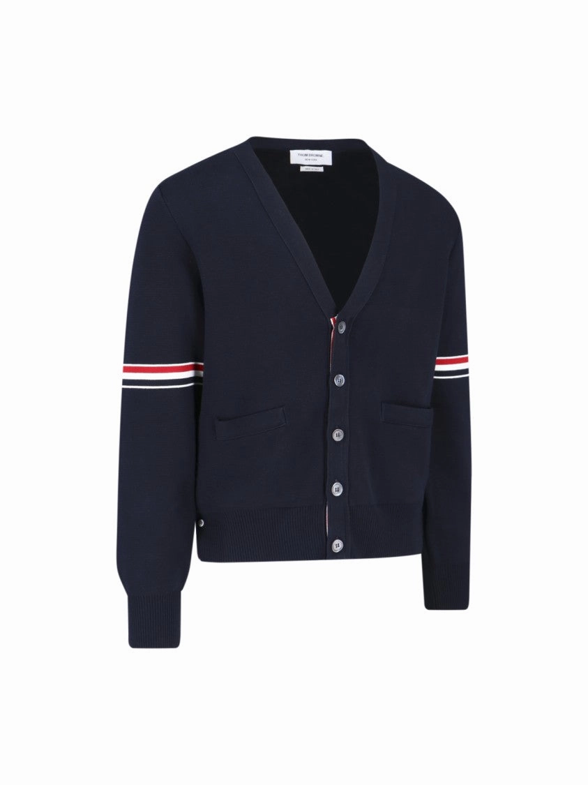 Tricolor Detail Cardigan ?C Blue