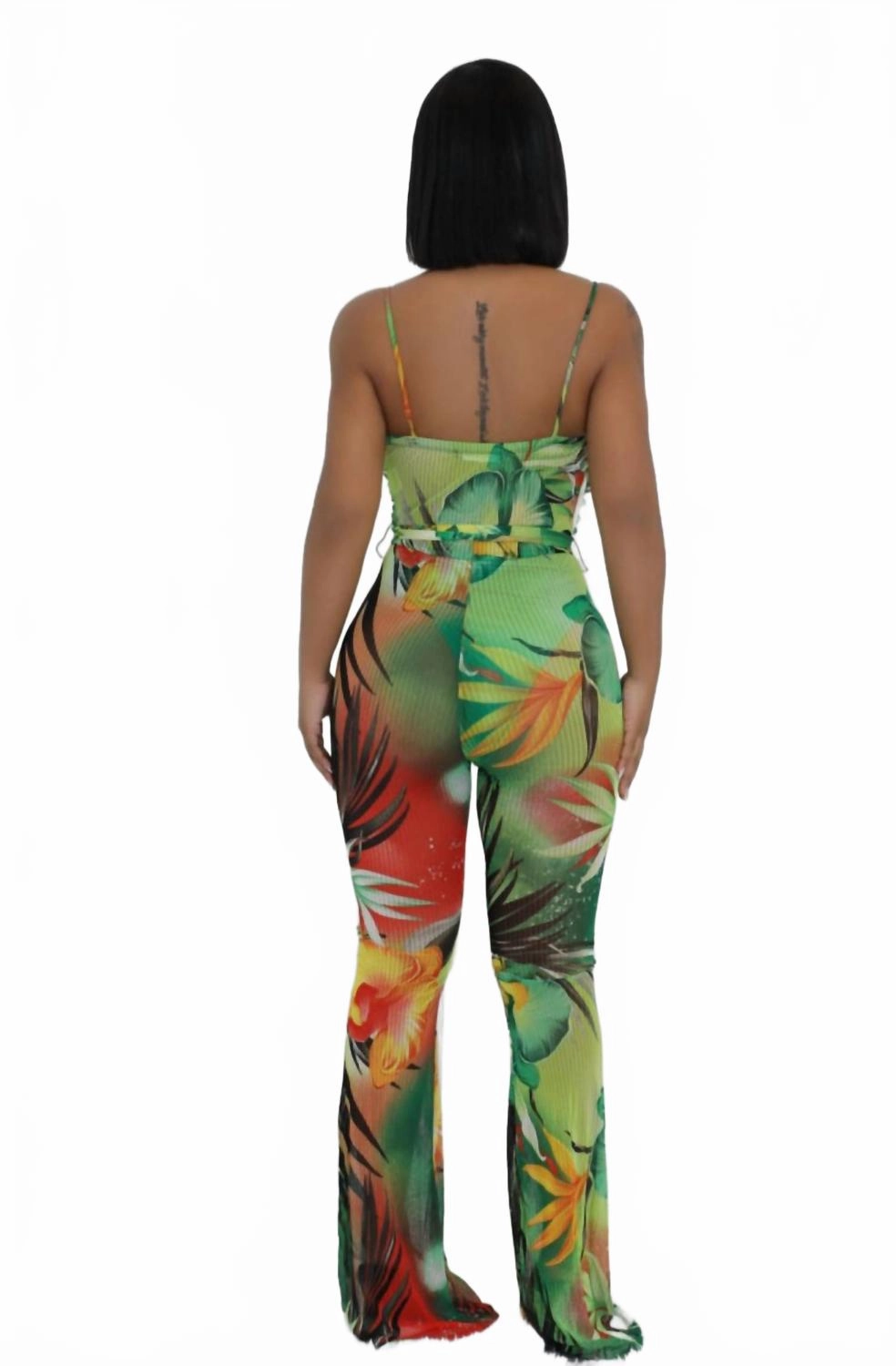 Tropical Glow Jumpsuit In Green/orange/red