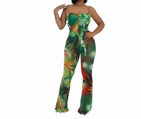 Tropical Glow Jumpsuit In Green/orange/red womens corduroy pants cheap