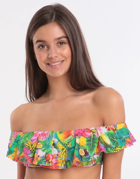 Tropicool Tolvo Off The Shoulder Bikini Top - Blue Swim Womens - swimsuits outlet