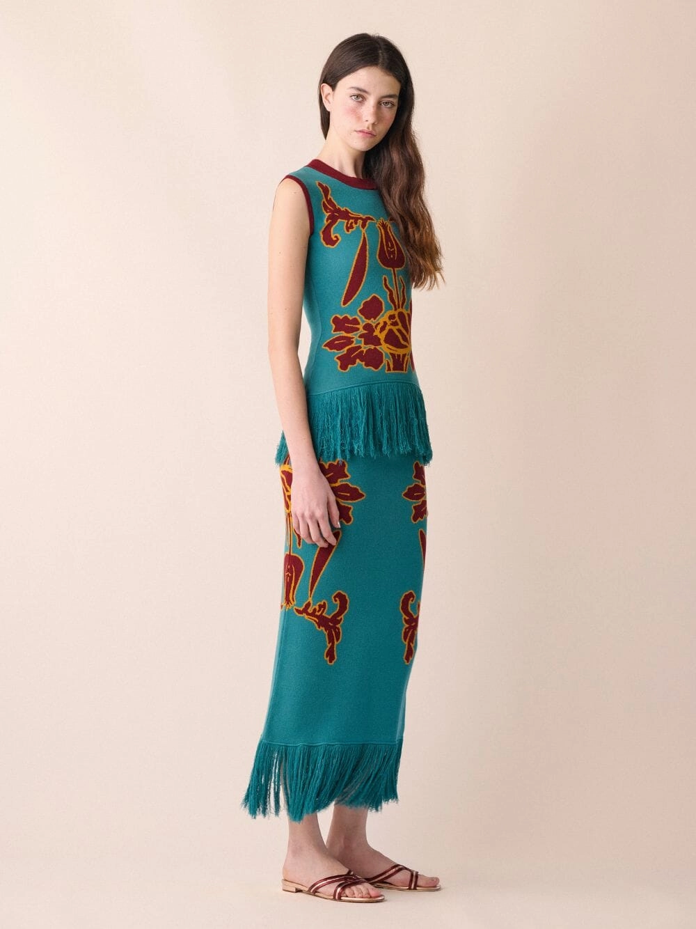 Turner Jacquard Skirt With Fringes