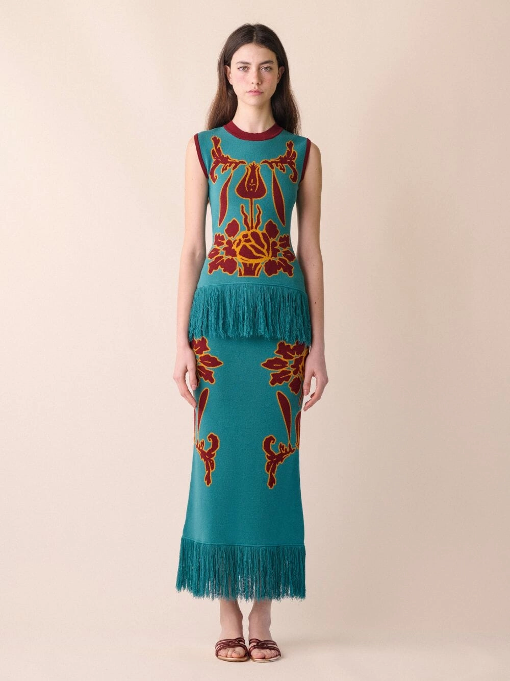 Turner Jacquard Skirt With Fringes