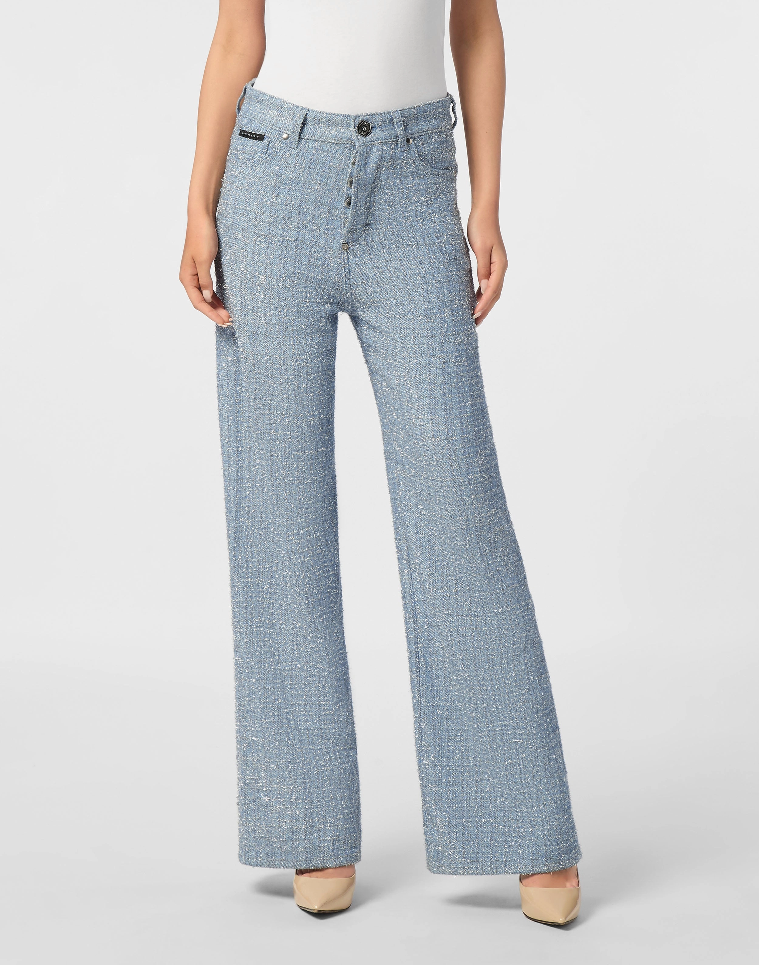 Tweed Denim Trousers Skater Fit