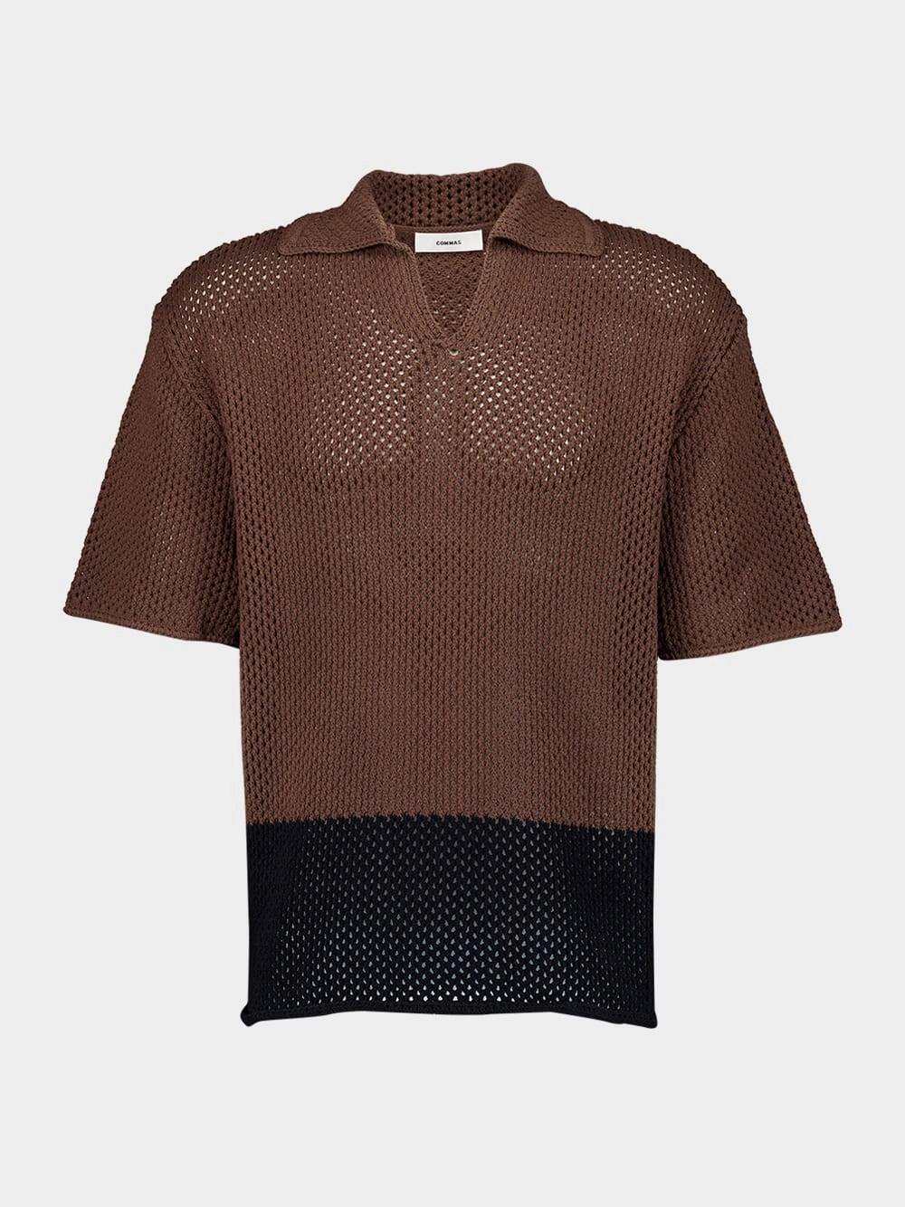 Two-Tone Crochet Polo Shirt Tops Mens - men's t-shirts outlet