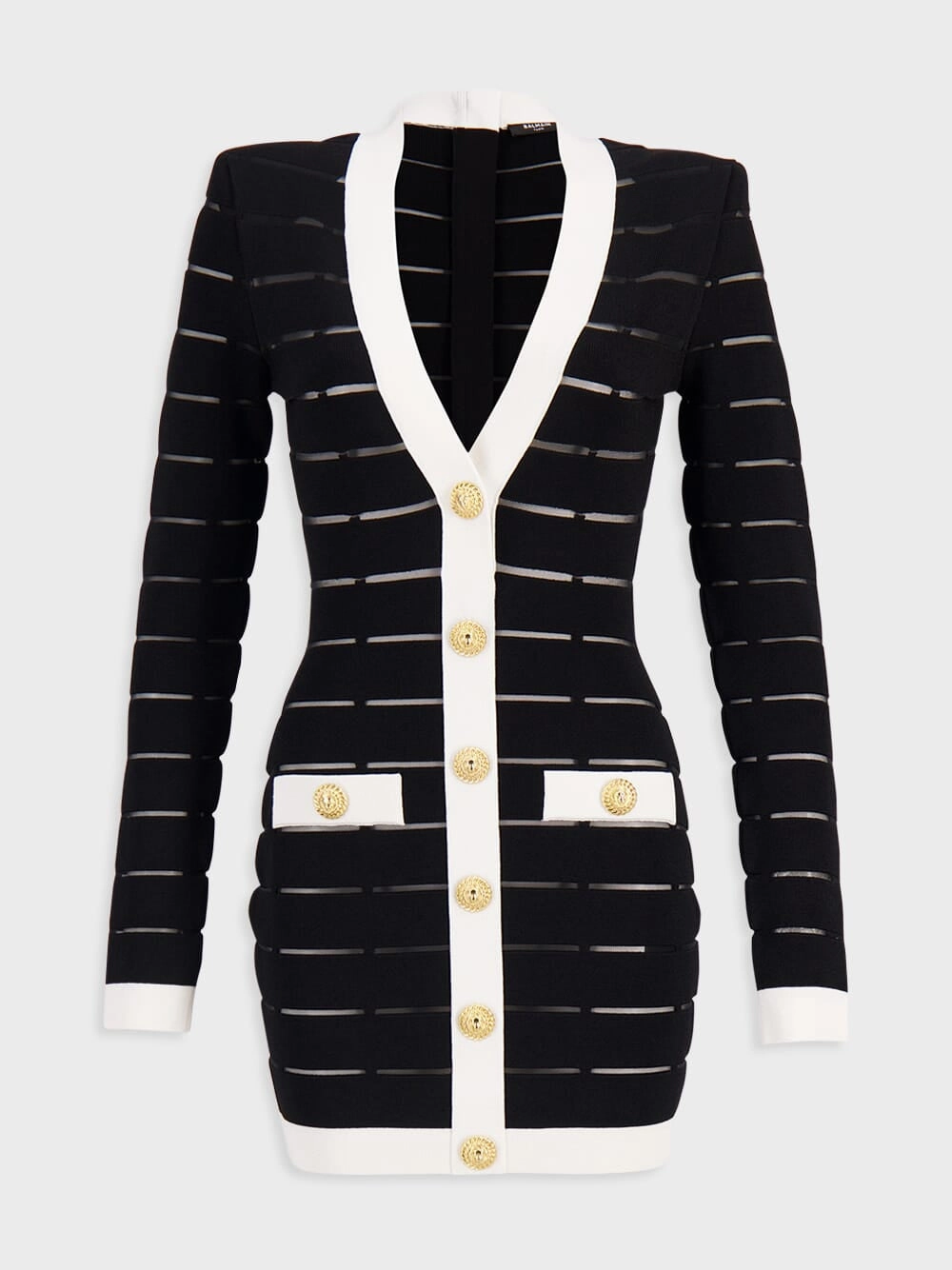 Two-Tone Knit Dress with Buttons