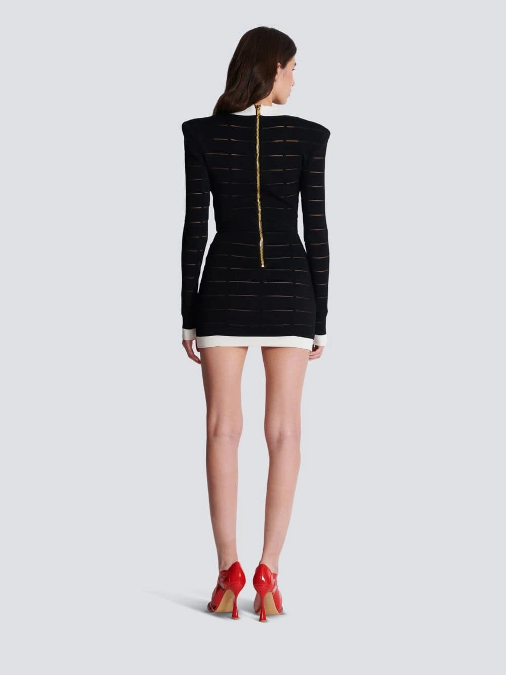 Two-Tone Knit Dress with Buttons