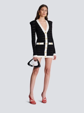 Two-Tone Knit Dress with Buttons Knitwear Womens - women's knitwear cheap
