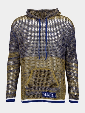 Two-Tone Striped Hooded Sweatshirt Knitwear Mens - men's sweaters sale