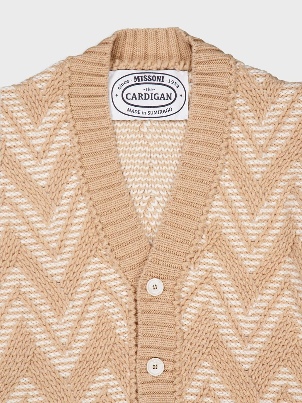 Two-Tone Zigzag Wool Cardigan