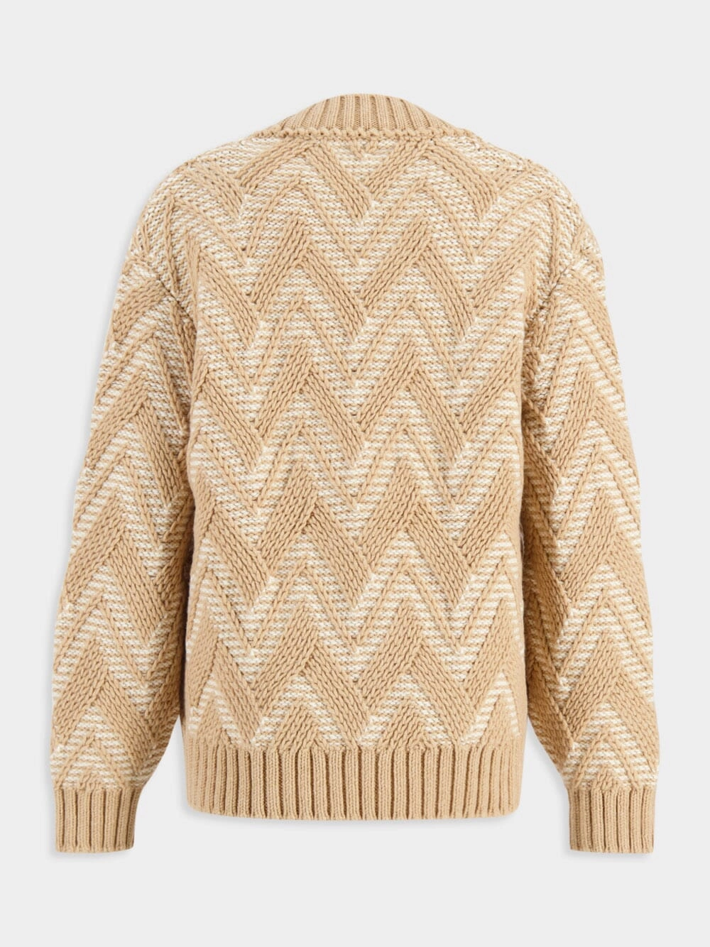 Two-Tone Zigzag Wool Cardigan