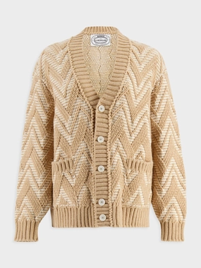 Two-Tone Zigzag Wool Cardigan Knitwear Womens - women's knitwear cheap