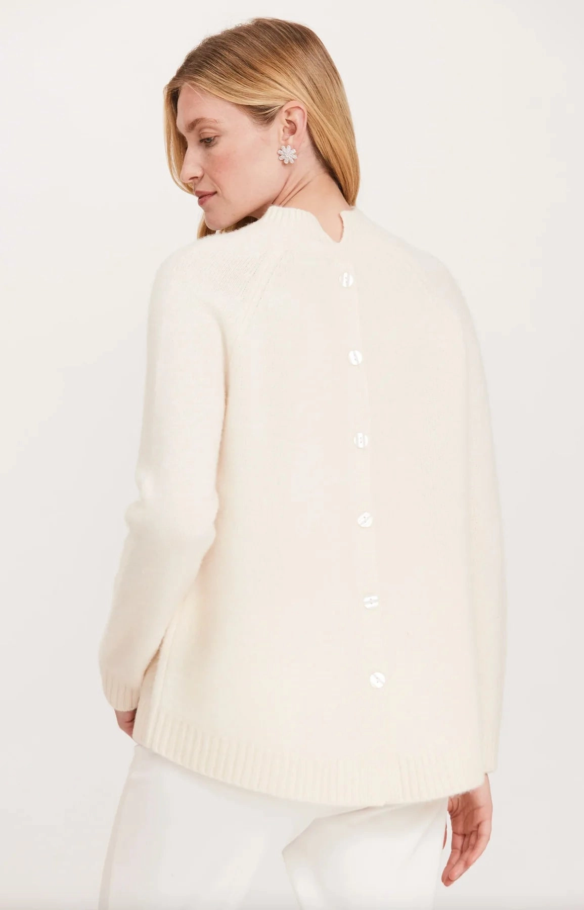 Tyler Be Cashmere Button Back Sweater - Ivory