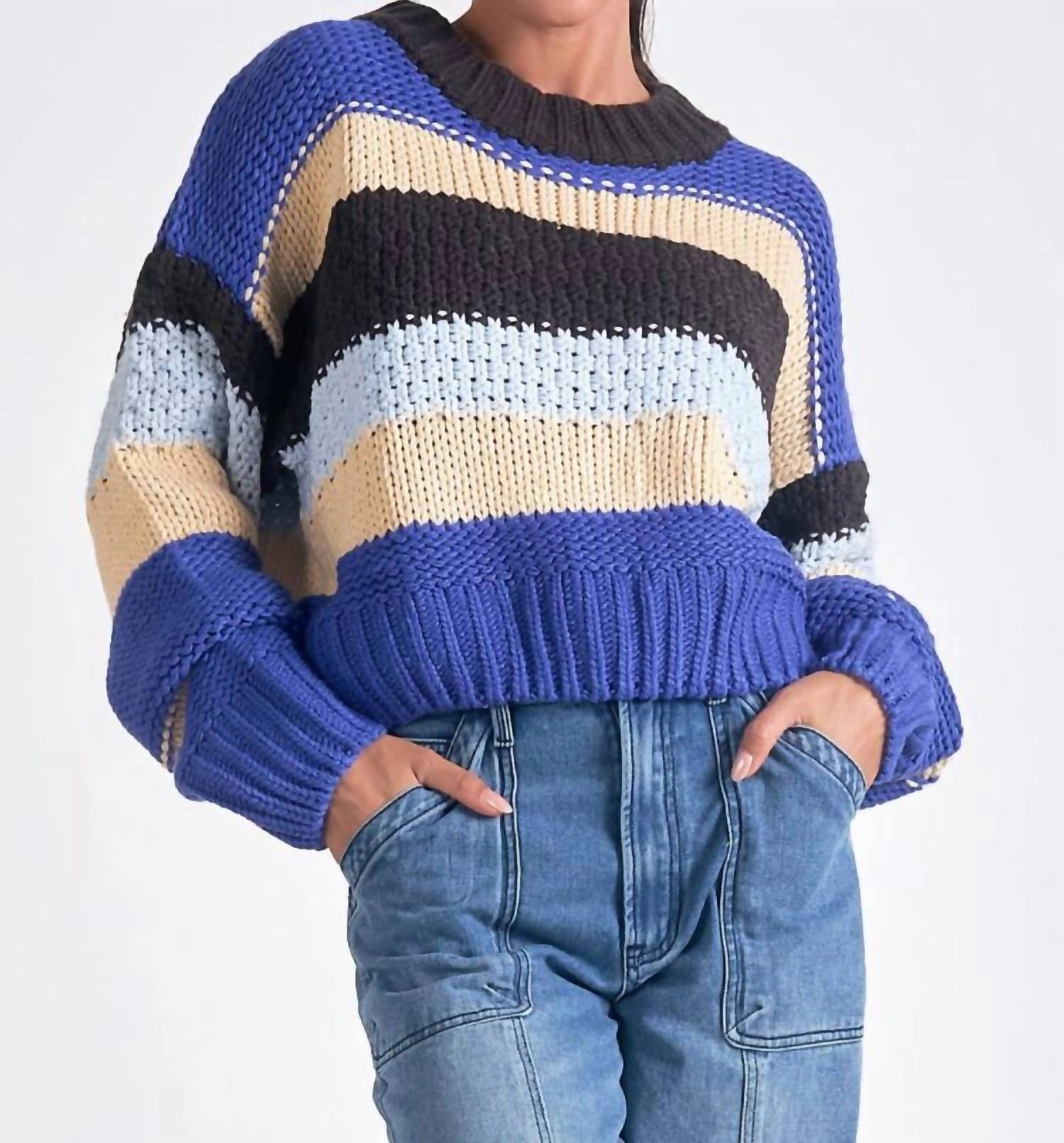 Ubah Stripe Sweater In Blue Tops Womens - embroidered tops sale
