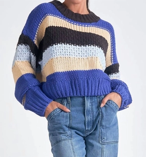 Ubah Stripe Sweater In Blue Tops Womens - embroidered tops sale