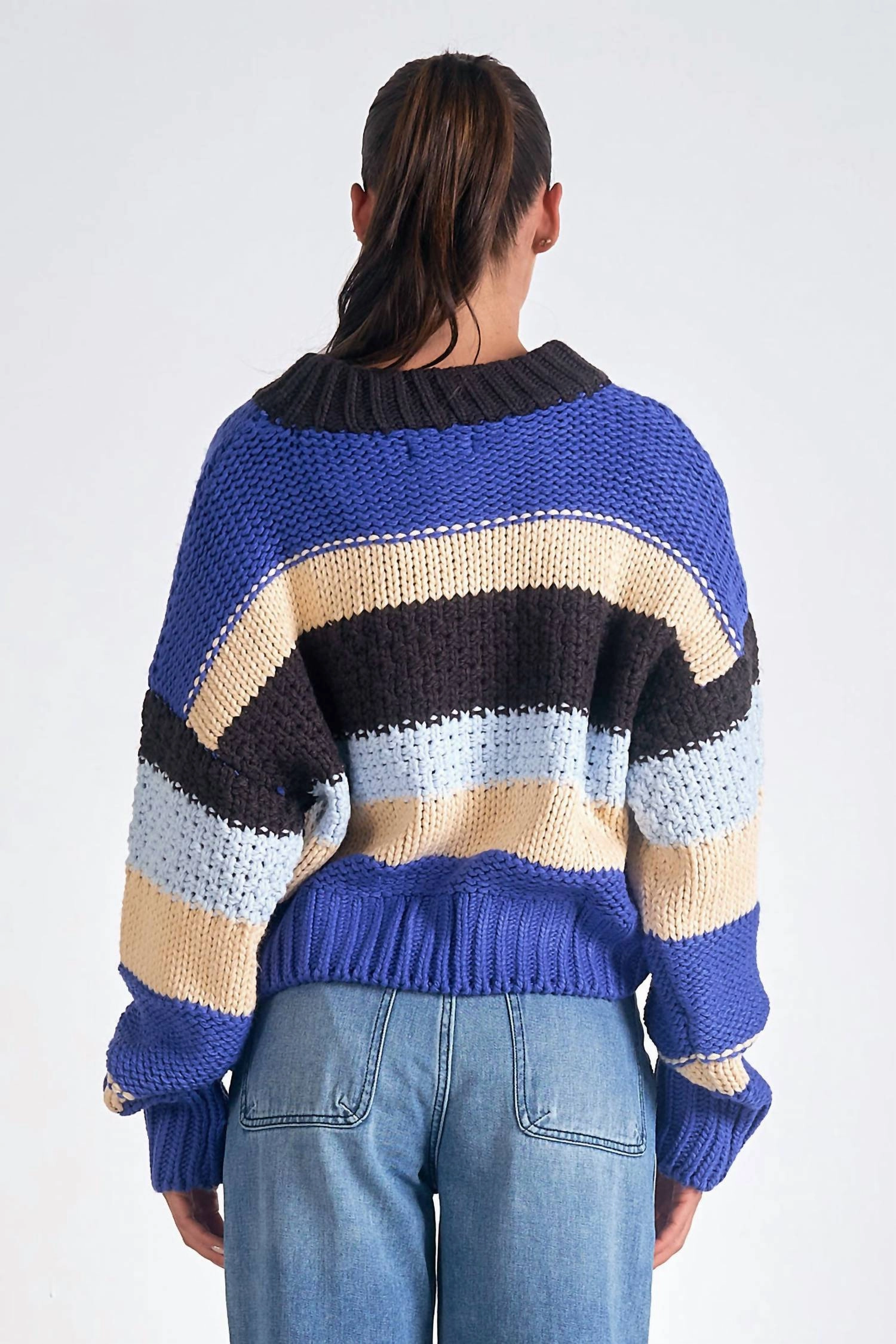 Ubah Stripe Sweater In Blue