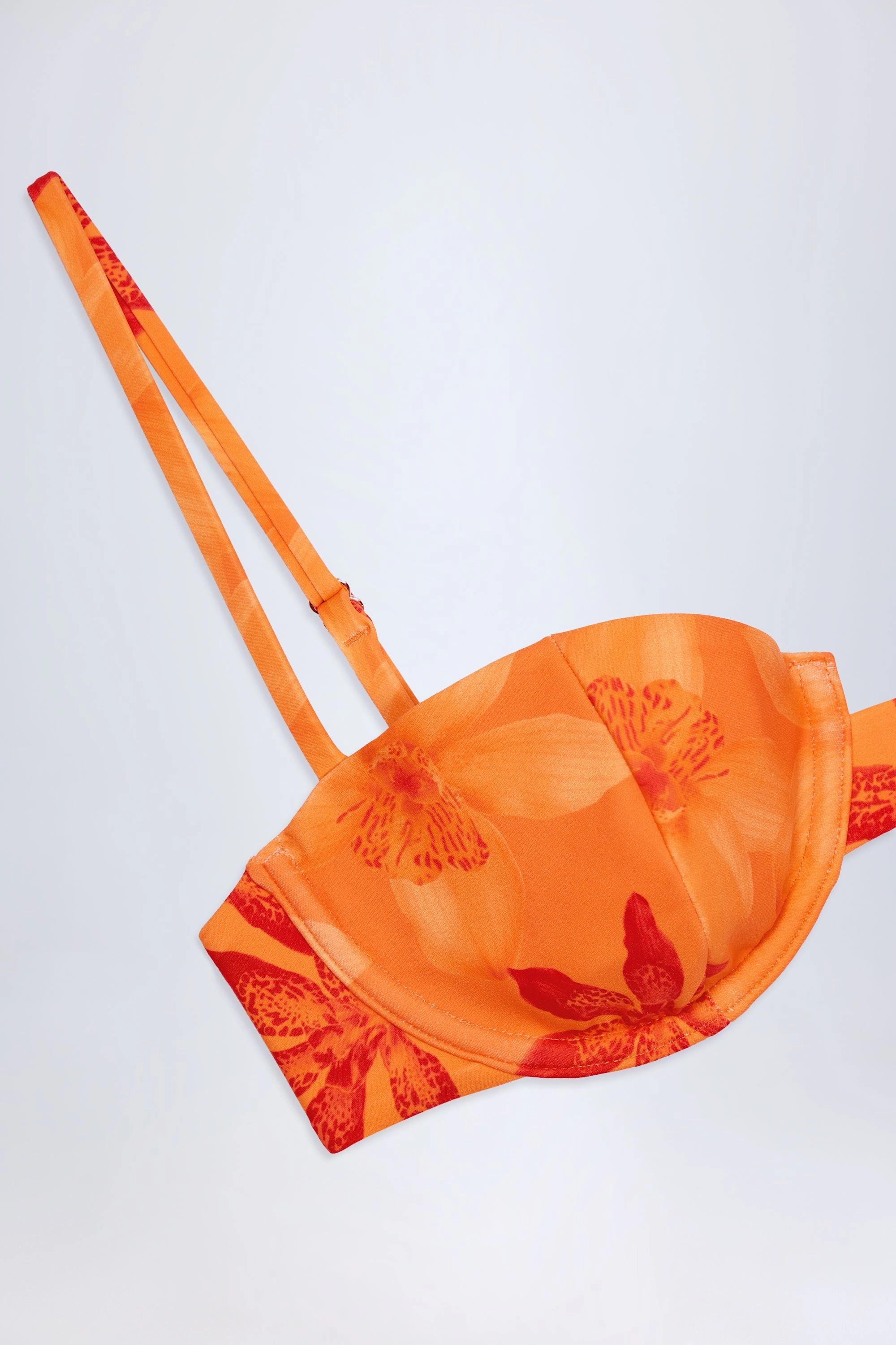 Underwired Balconette Bikini Top in Orange Orchid Print