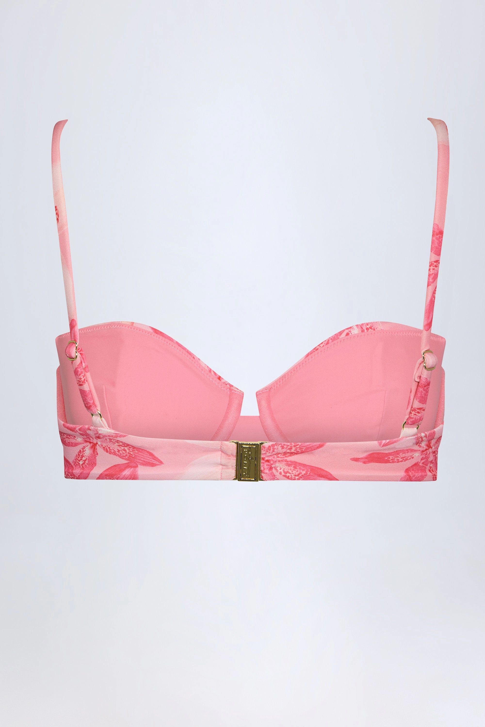 Underwired Balconette Bikini Top in Pink Orchid Print