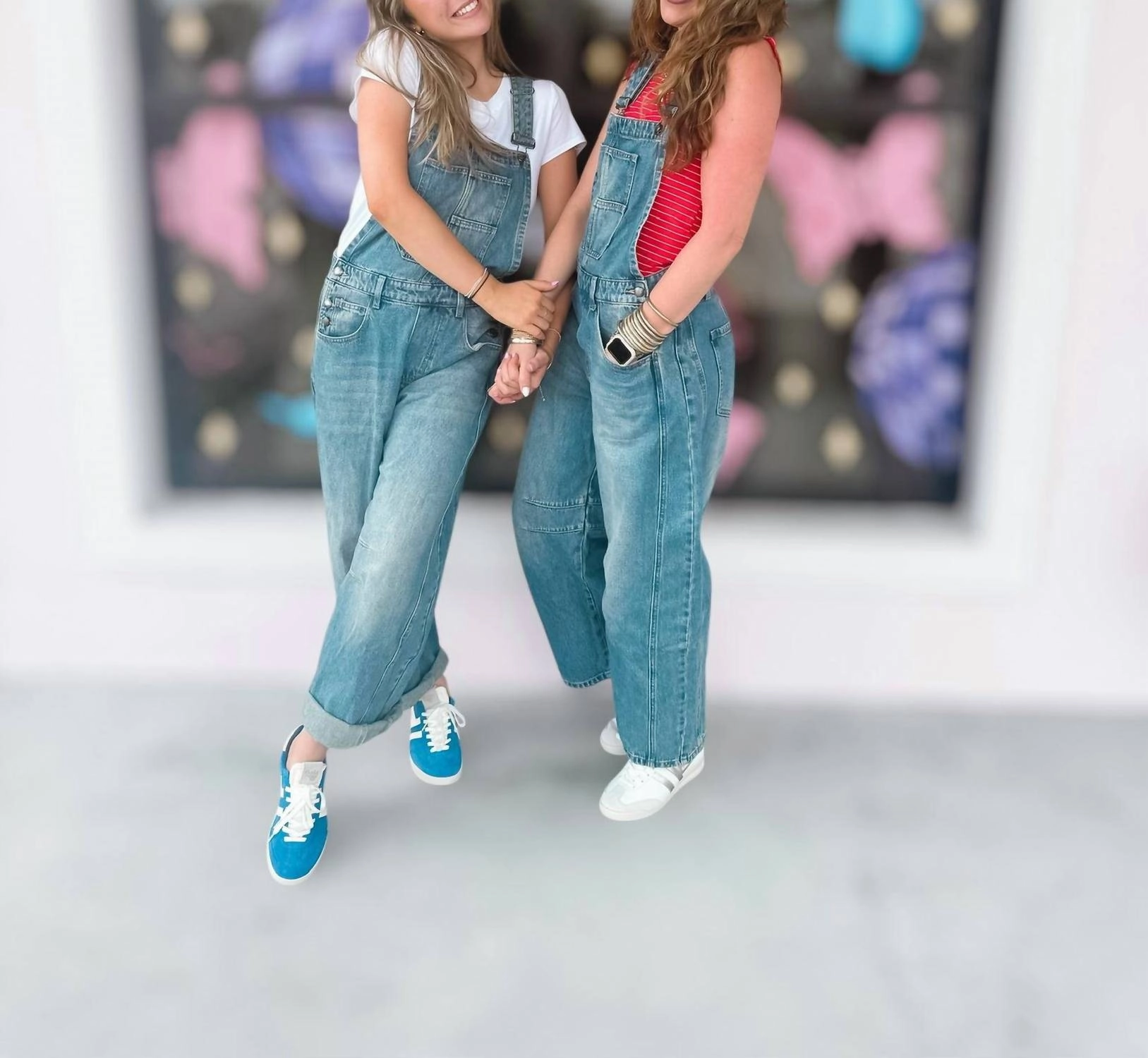 Urban Denim Barrel Overalls In Medium Wash