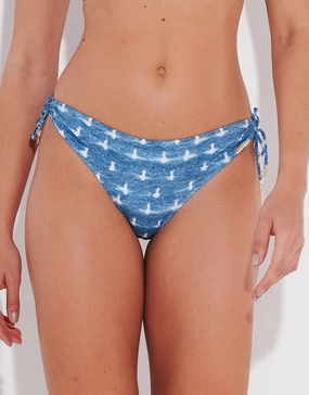 Urban Indigo Loop Side Bikini Pant - Denim White Swim Womens - beachwear discount