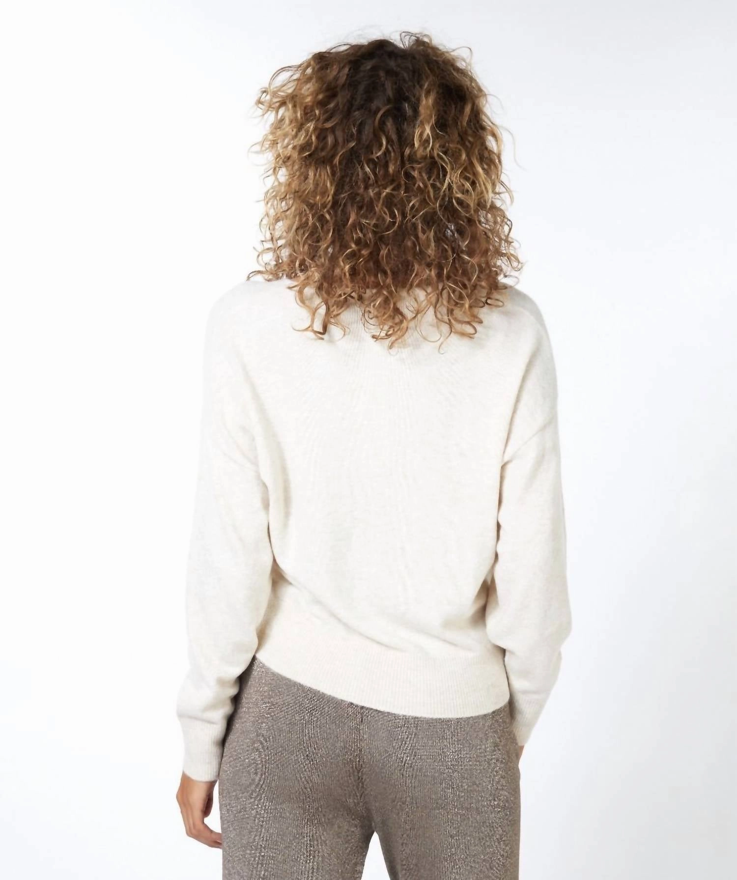 V Neck Cardigan In Light Sand