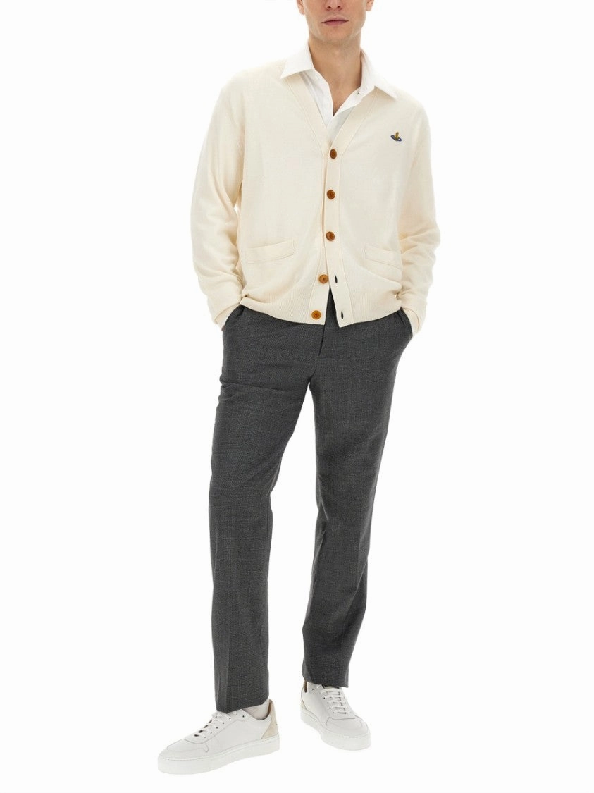 V-Neck Cardigan With Subtle Logo Detailing