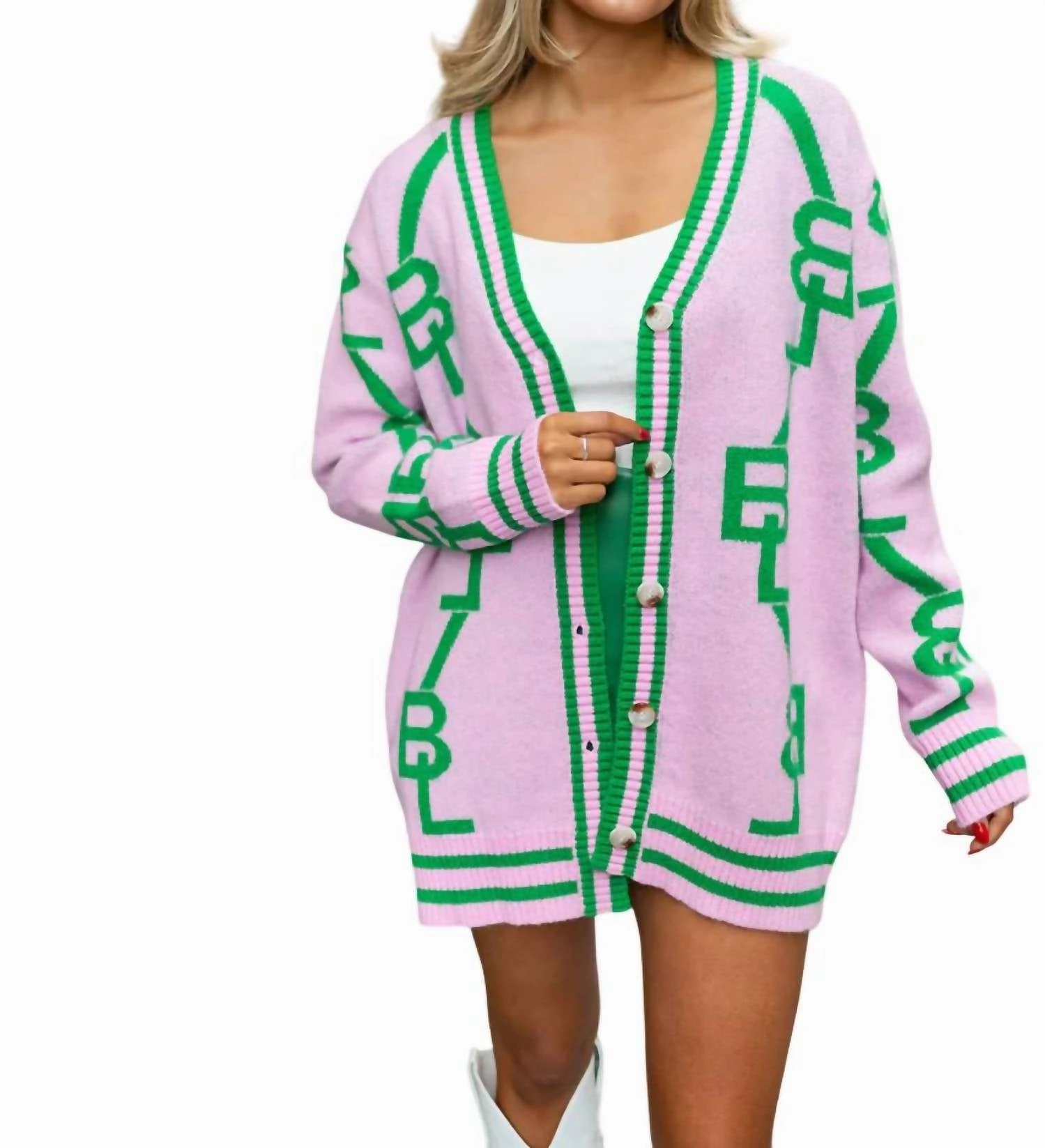 Varsity Cardigan In Parfait Tops Womens - sheer tops clearance
