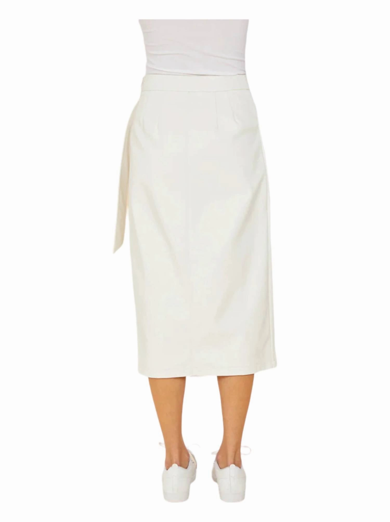 Vegan Leather Wrap Skirt In White