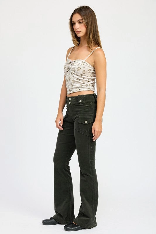 Velvet Lace Ruched Top