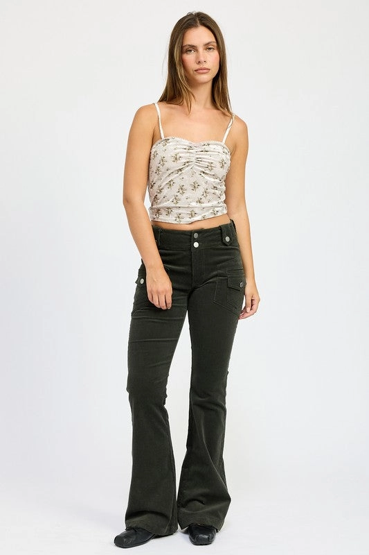 Velvet Lace Ruched Top