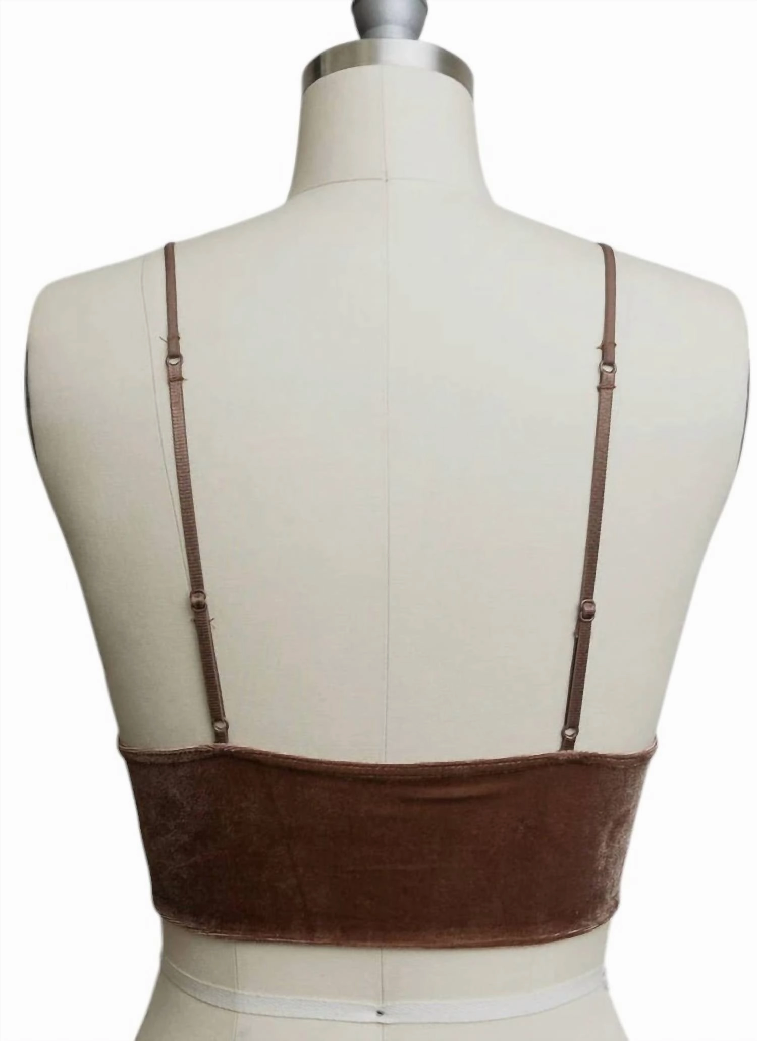 Velvet Longline Bralette In Mocha