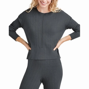 Veronica Womens Solid Cable Knit Crewneck Sweater Tops Womens - cold-shoulder tops