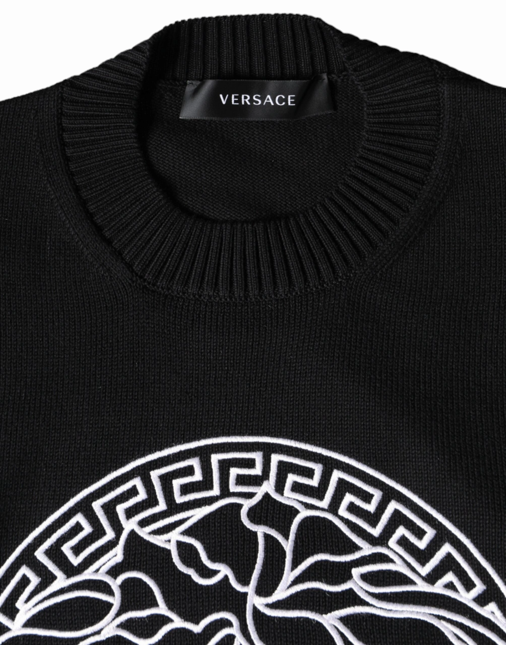 Versace Medusa Embroidery Crew Neck Pullover Men's Sweater