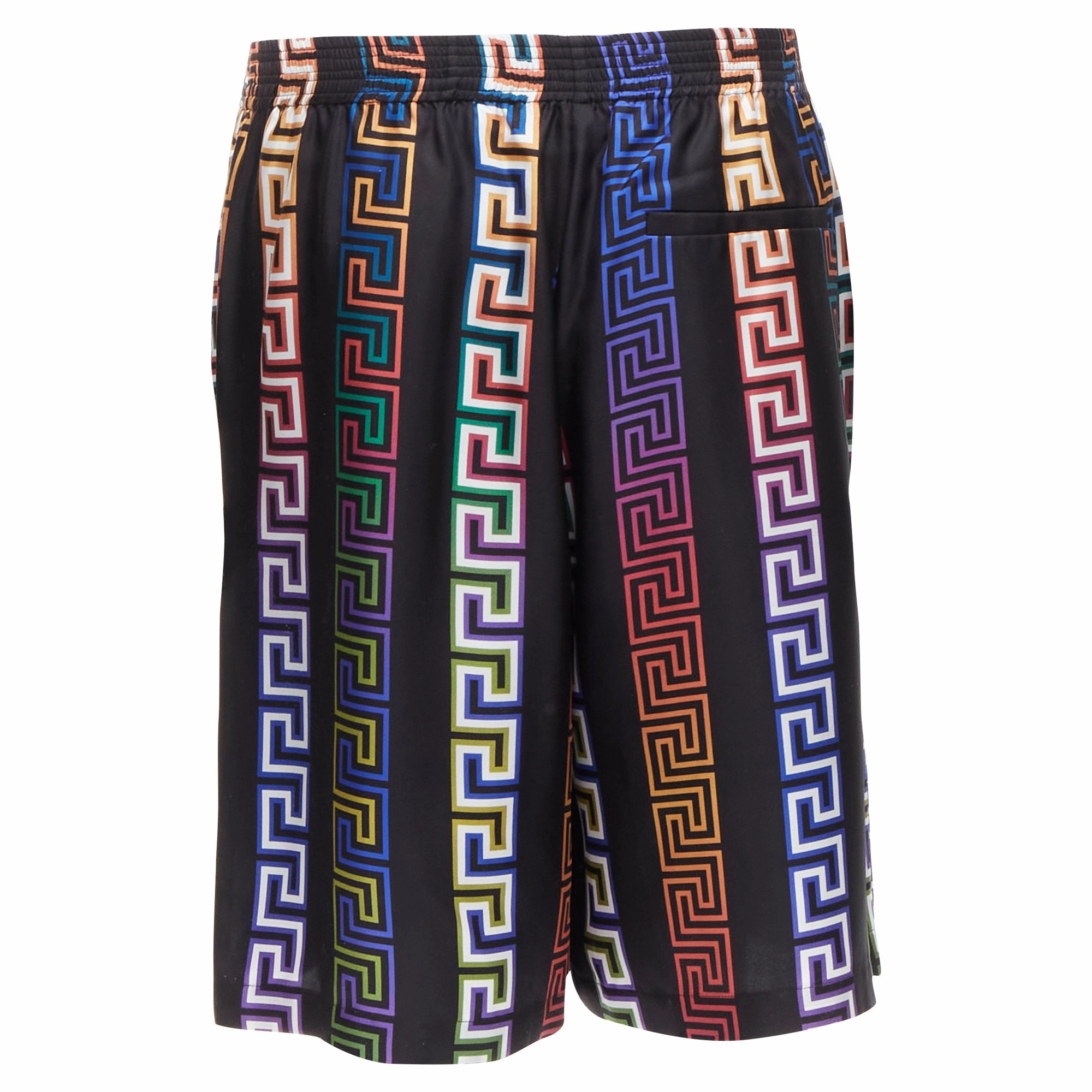 Versace Neon Greca silk twill shorts