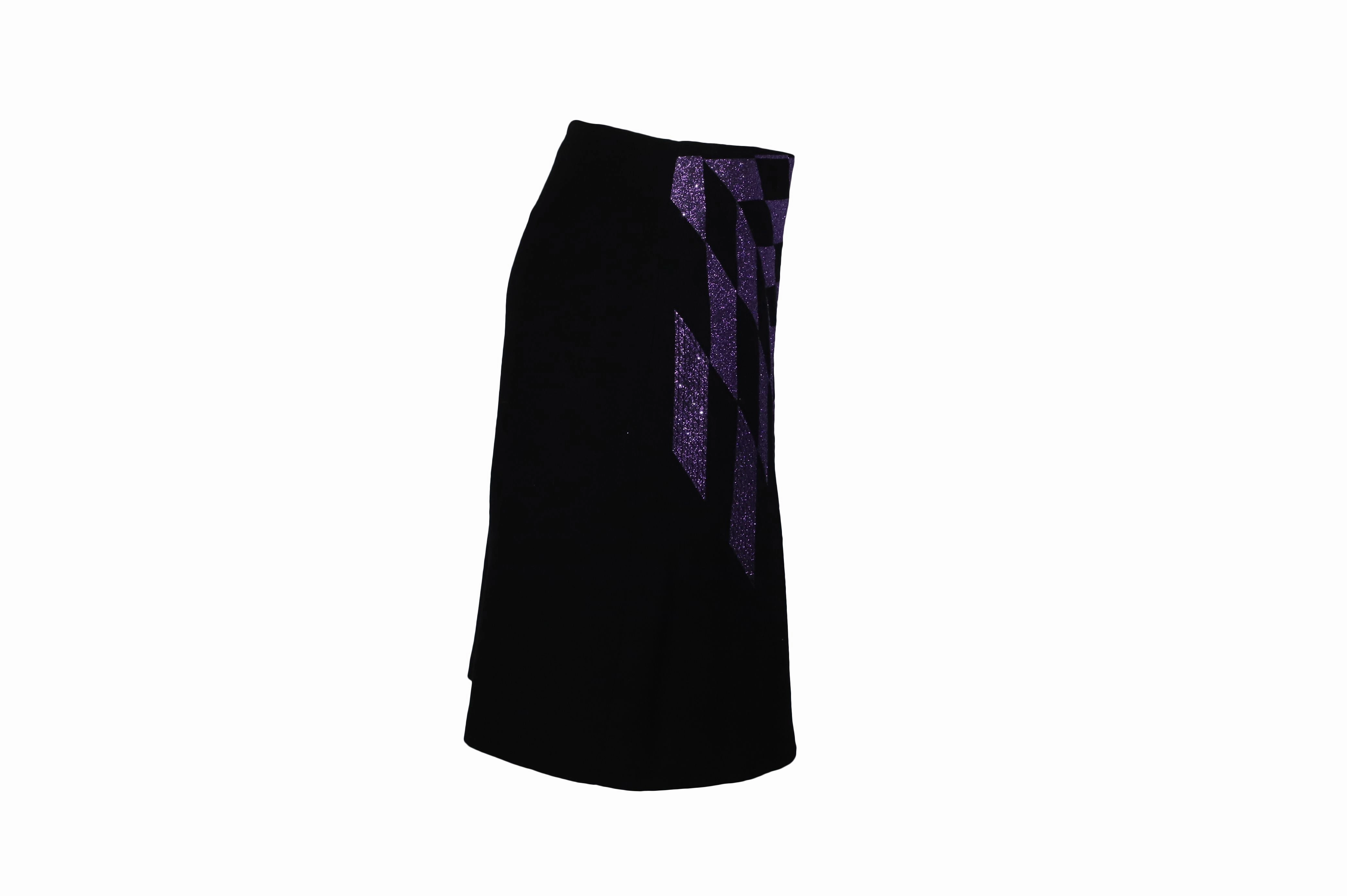 Versus Versace A-Line Skirt in Black Wool