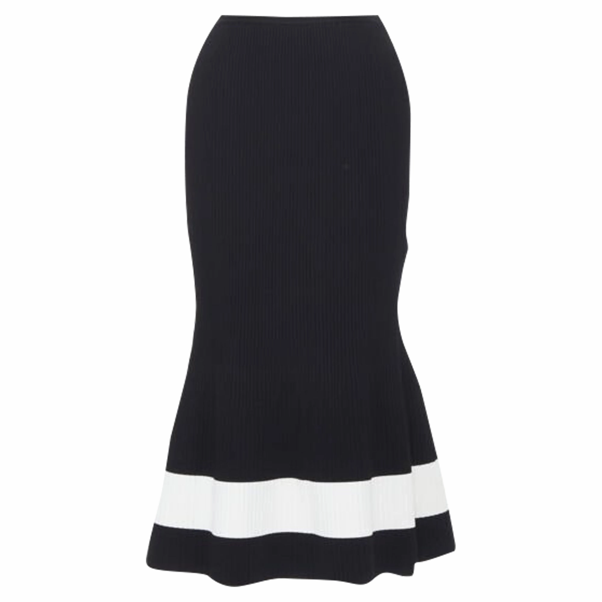 Victoria Beckham colorblocked ribbed midi skirt
