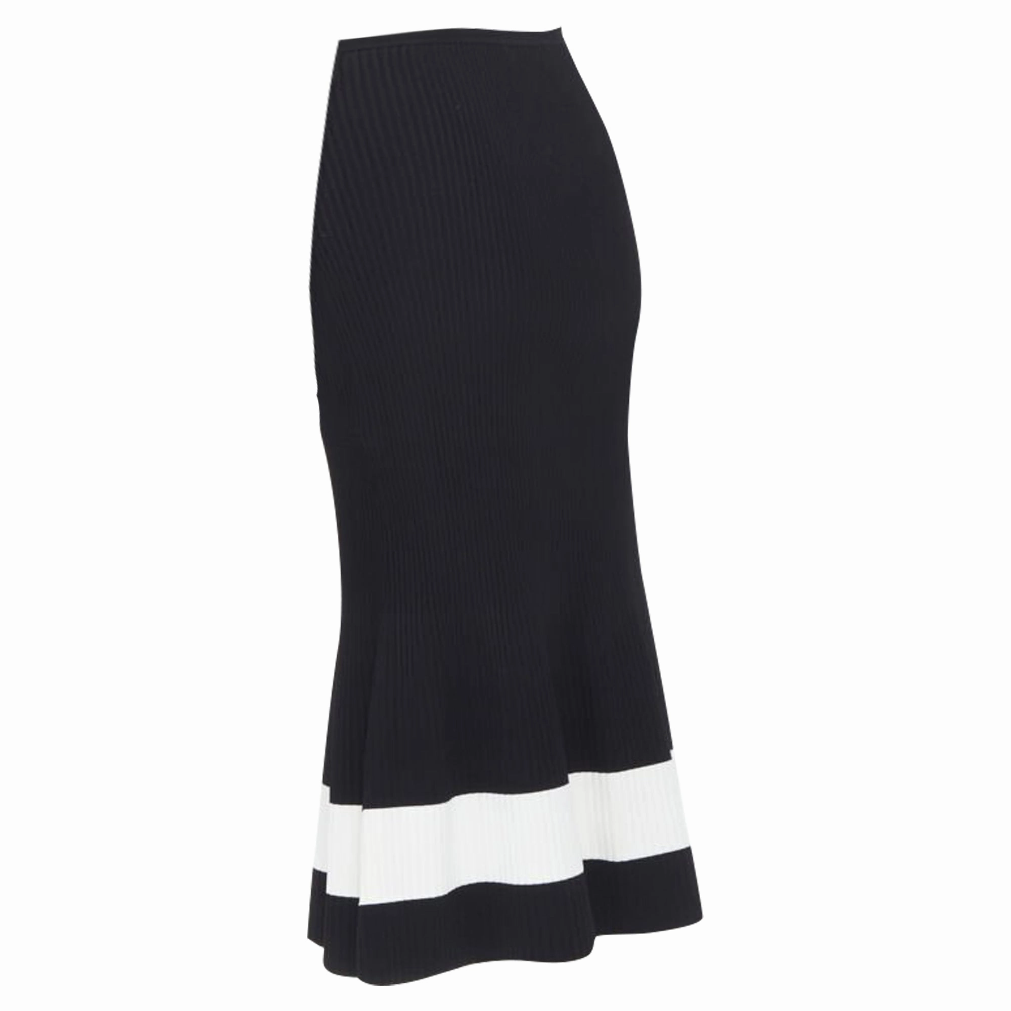 Victoria Beckham colorblocked ribbed midi skirt
