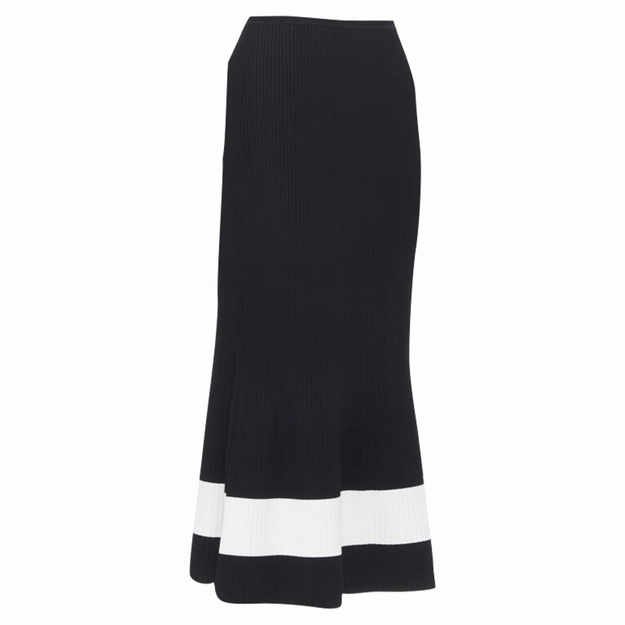 Victoria Beckham colorblocked ribbed midi skirt