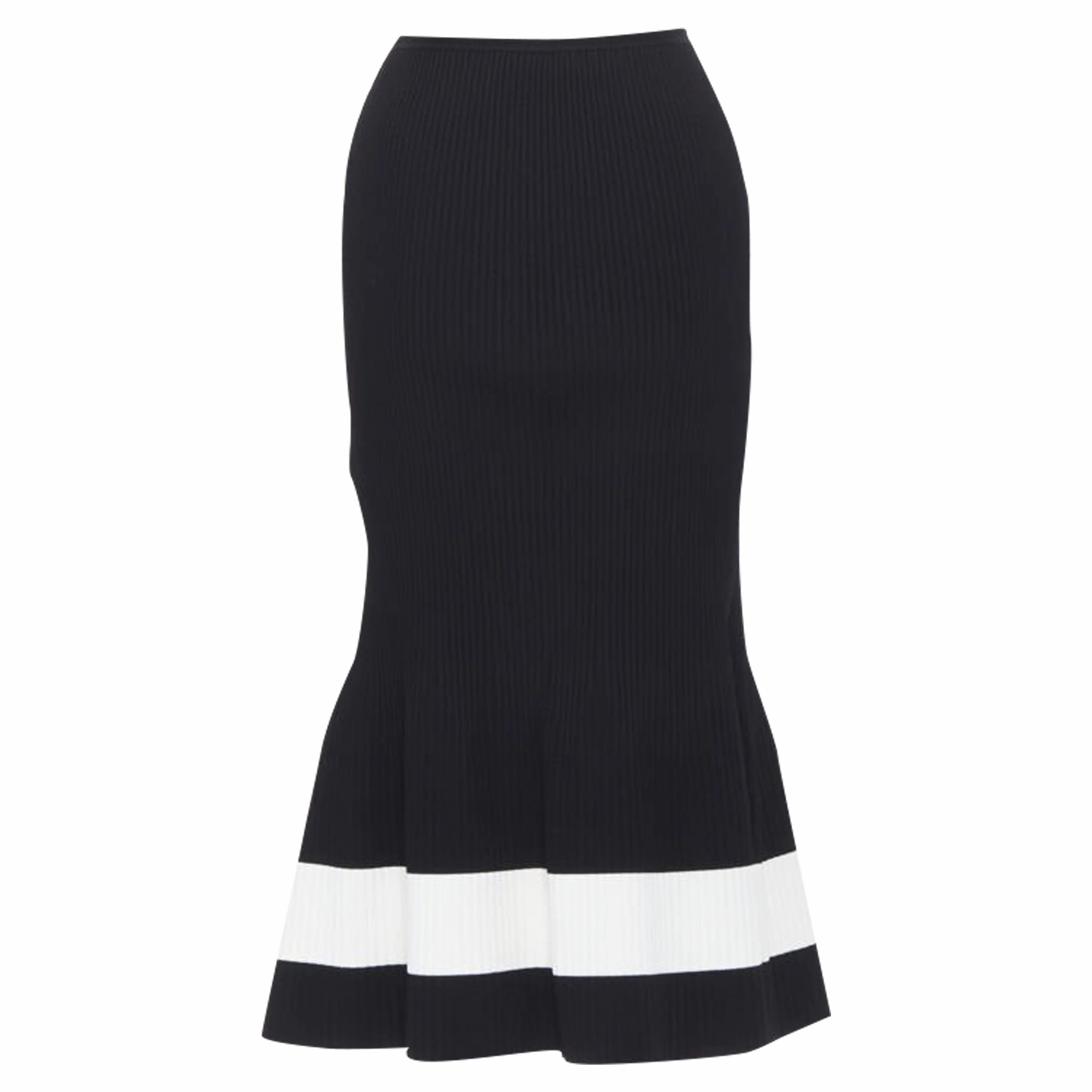 Victoria Beckham colorblocked ribbed midi skirt