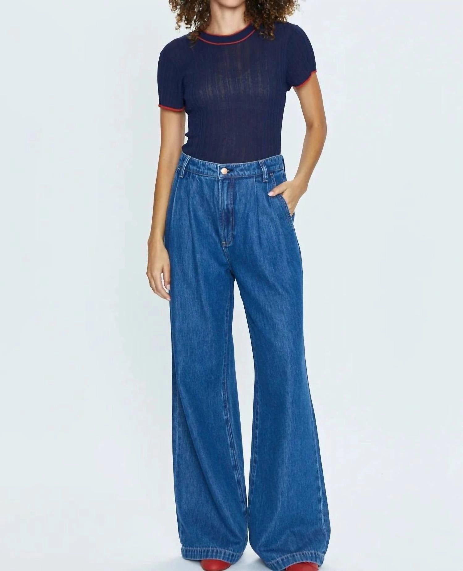 Victoria Wide Leg Pants In Midnight Sun