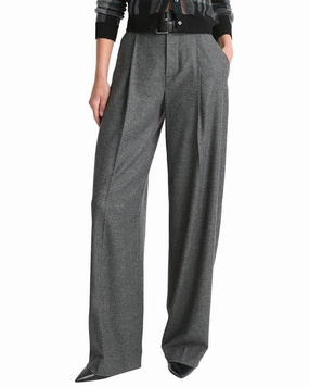 Vince High Waisted Micro Check Wide Leg Wool-Blend Trouser womens peg pants deal